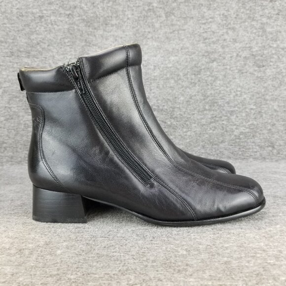 ✅ROS HOMMERSON Pom Pom Black Leather Double Sided Zip Ankle Booties Women's 8.5M - Picture 6 of 11